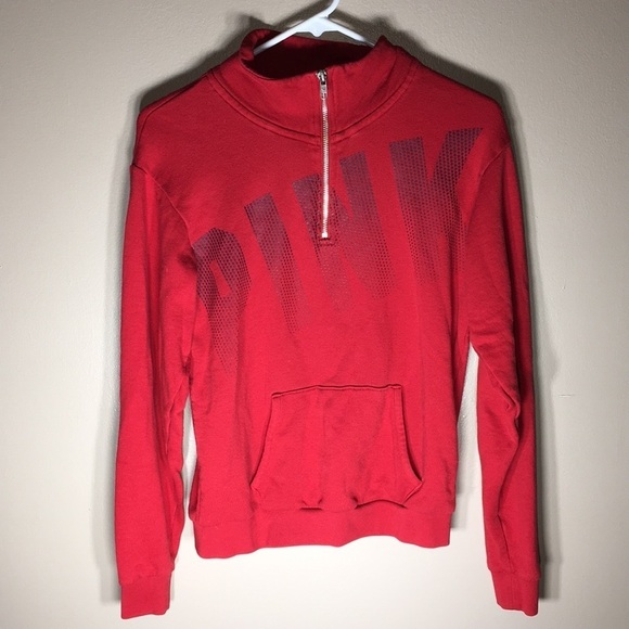 PINK Victoria’s Secret quarter zip hoodie XS red hoodie PINK VS QUARTER zip - Picture 6 of 14